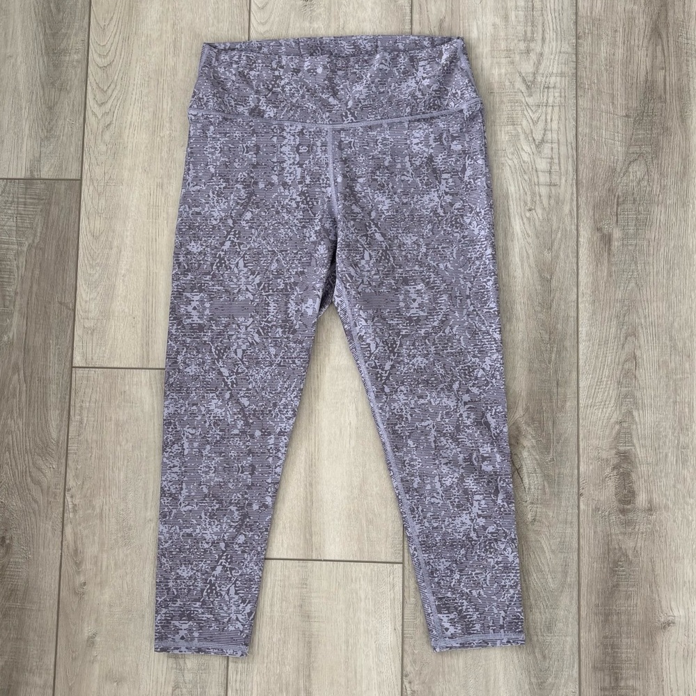 Fabletics Purple Define PowerHold High-Waisted 7/8 Leggings | Color: Lino Lace